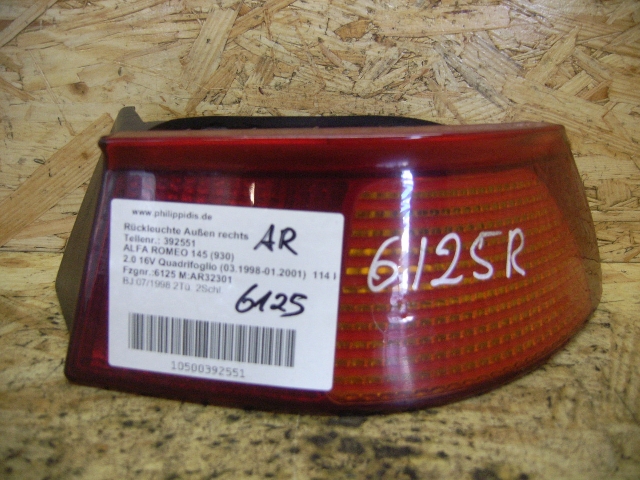 ALFA ROMEO 145 930 (1994-2001) Rear Right Taillight Lamp 21174660